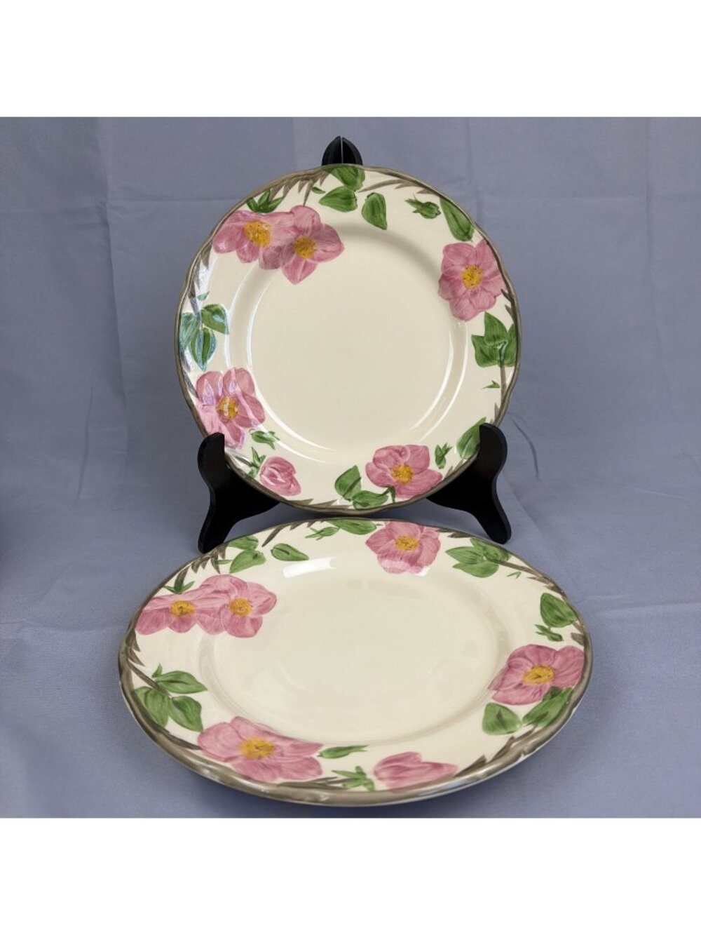 Vintage Franciscan DESERT ROSE Floral Dinner Plates ENGLAND Set 2 JOHNSON Bros.